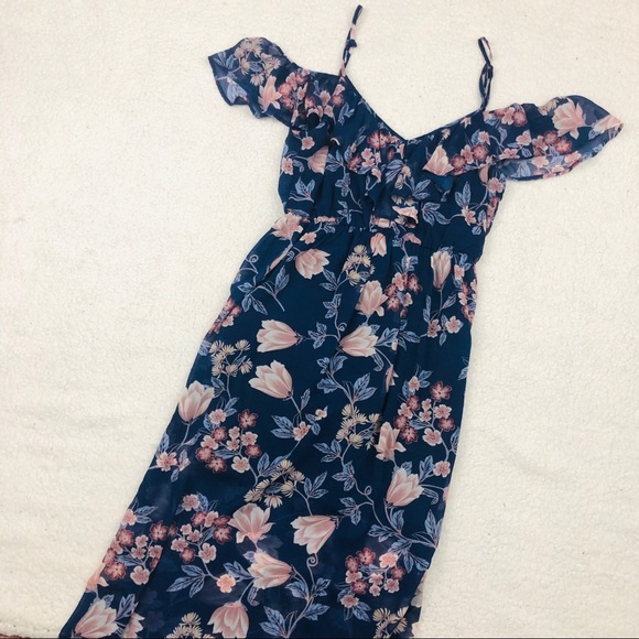 miami Dresses & Skirts - Miami Blue Floral Off Shoulder Maxi Dress